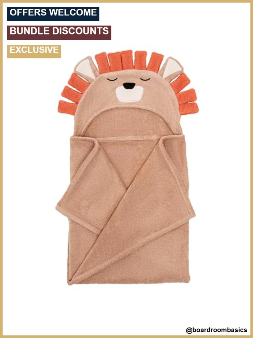 Natemia Premium Hooded Baby Towel Bamboo Cotton Animal Design 40x30